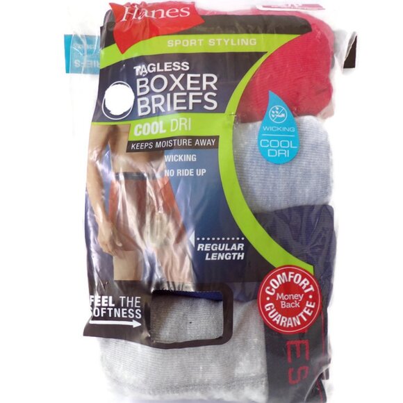 Hanes Mens Tagless Boxer Briefs Sport Styling 4 Pack Small MA1981 - Picture 2 of 3